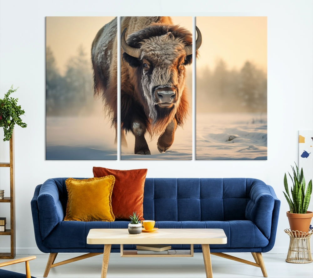 Georgous American Bison Printed on Canvas Wall Art Framed Living Room Decor