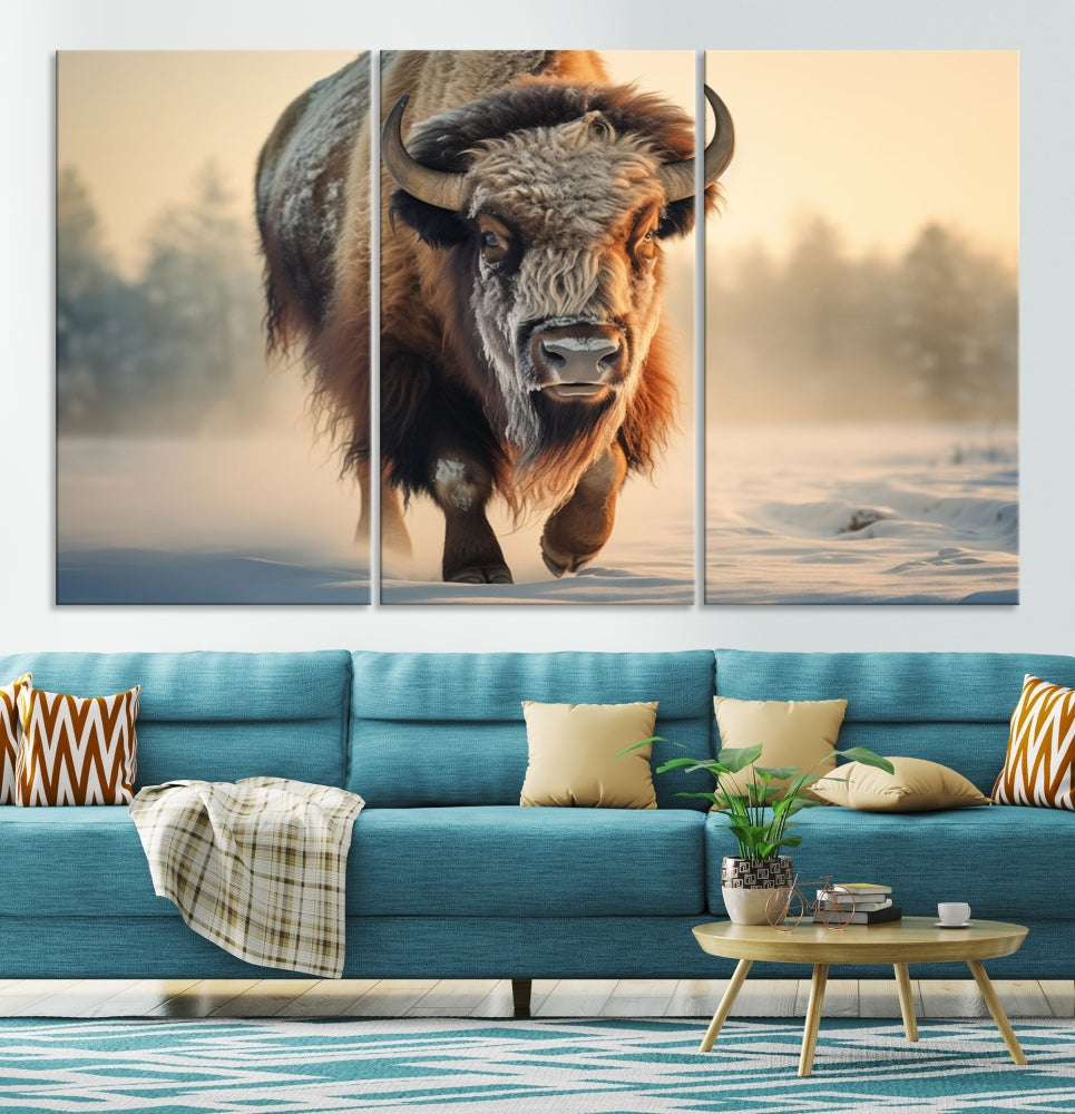 Georgous American Bison Printed on Canvas Wall Art Framed Living Room Decor