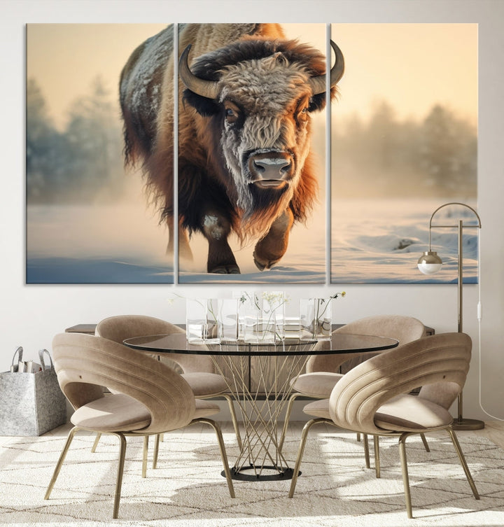 Georgous American Bison Printed on Canvas Wall Art Framed Living Room Decor