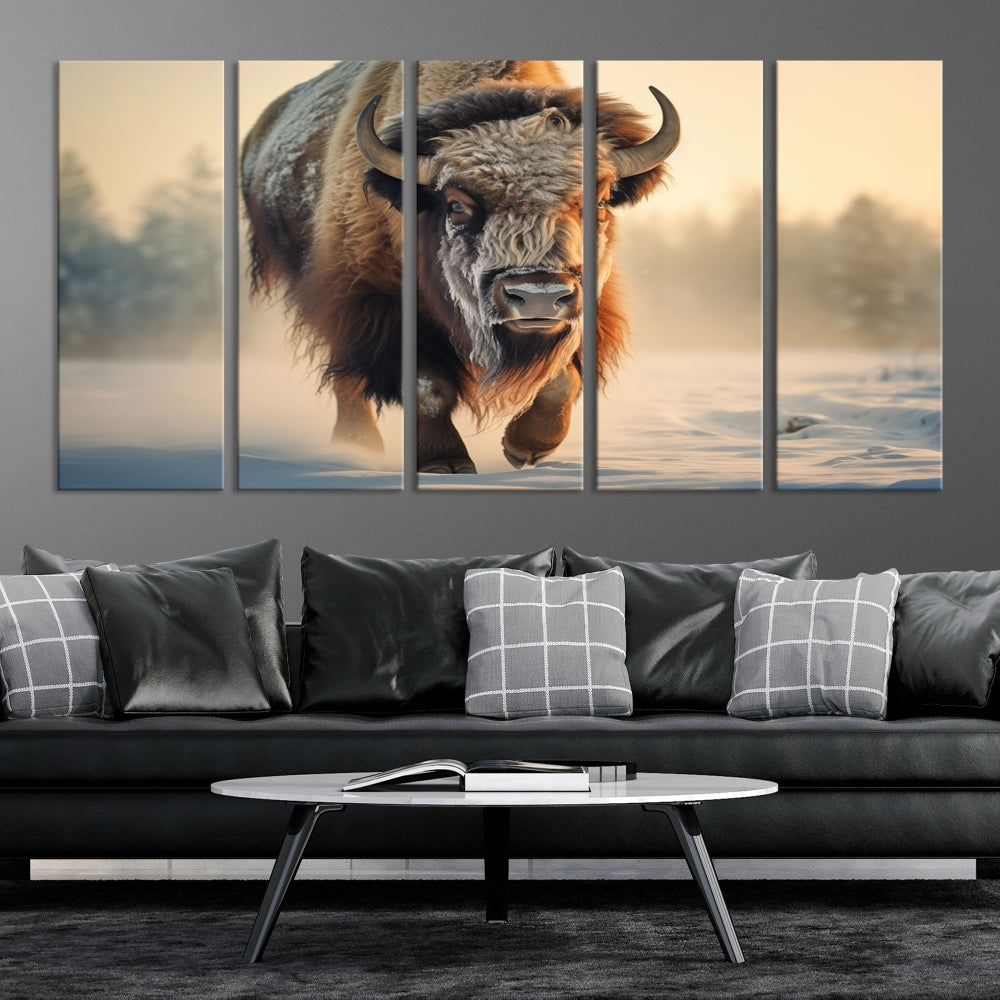 Georgous American Bison Printed on Canvas Wall Art Framed Living Room Decor