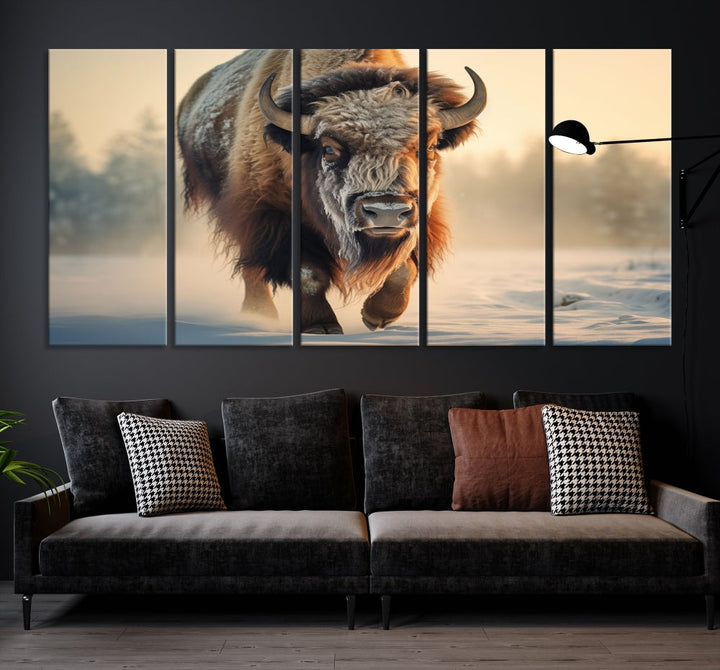 Georgous American Bison Printed on Canvas Wall Art Framed Living Room Decor