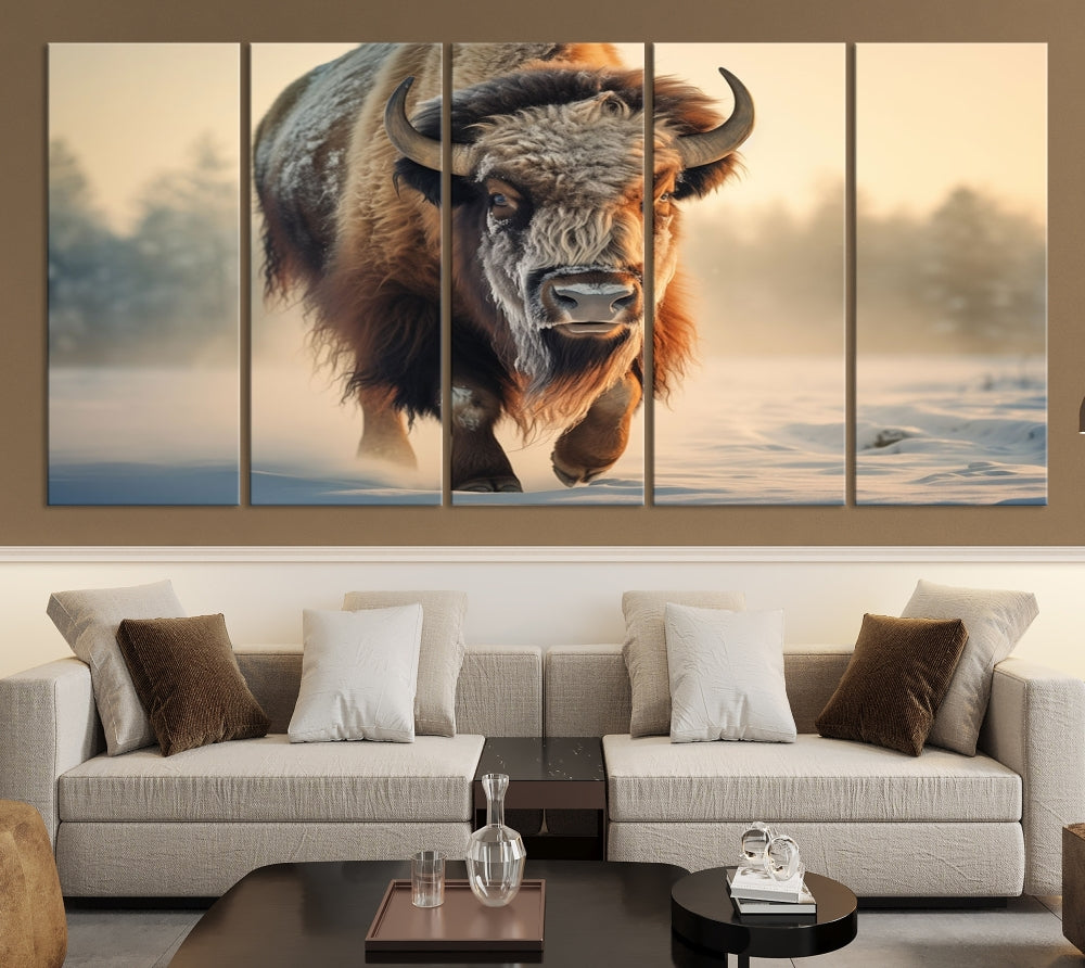 Georgous American Bison Printed on Canvas Wall Art Framed Living Room Decor