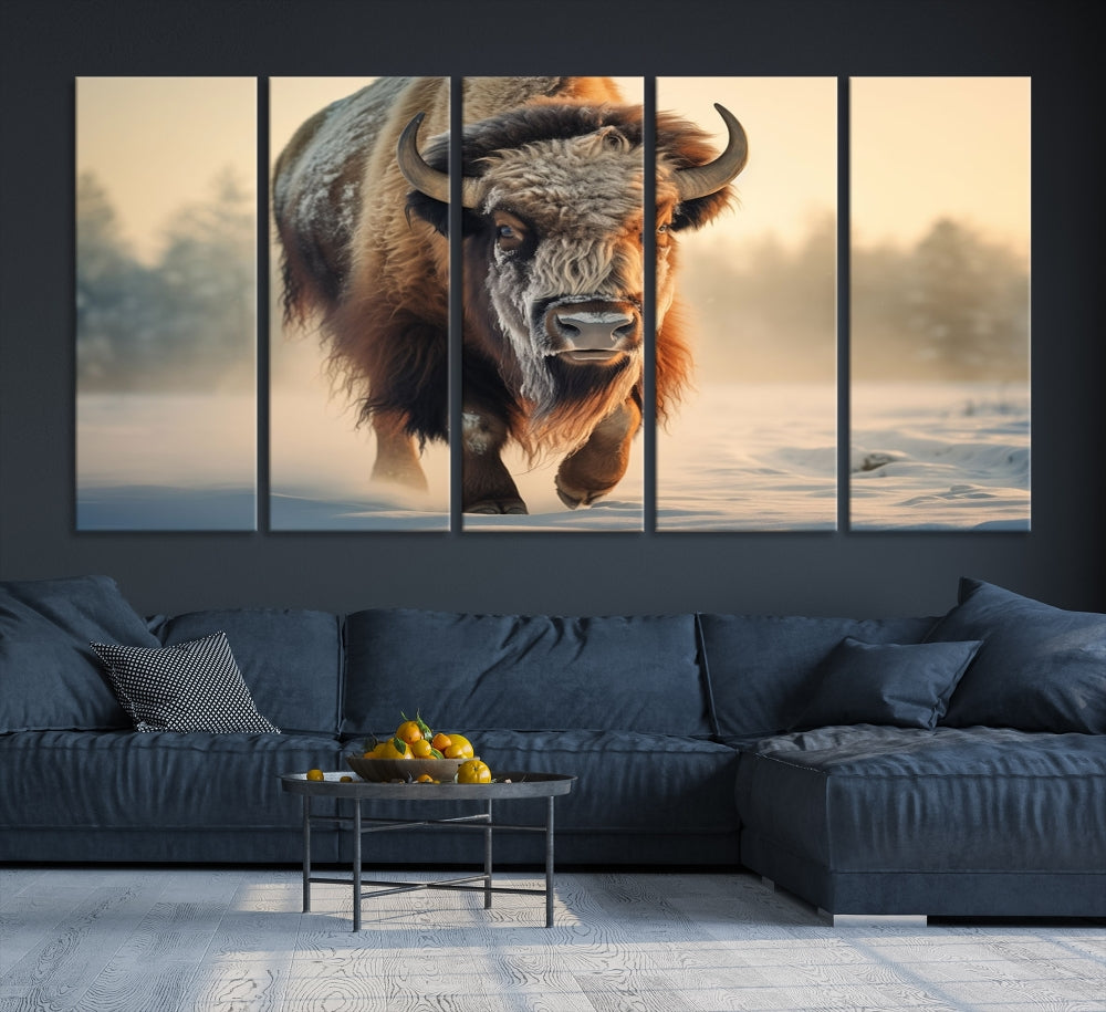 Georgous American Bison Printed on Canvas Wall Art Framed Living Room Decor