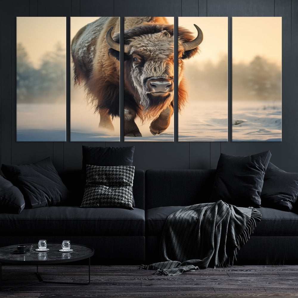 Georgous American Bison Printed on Canvas Wall Art Framed Living Room Decor