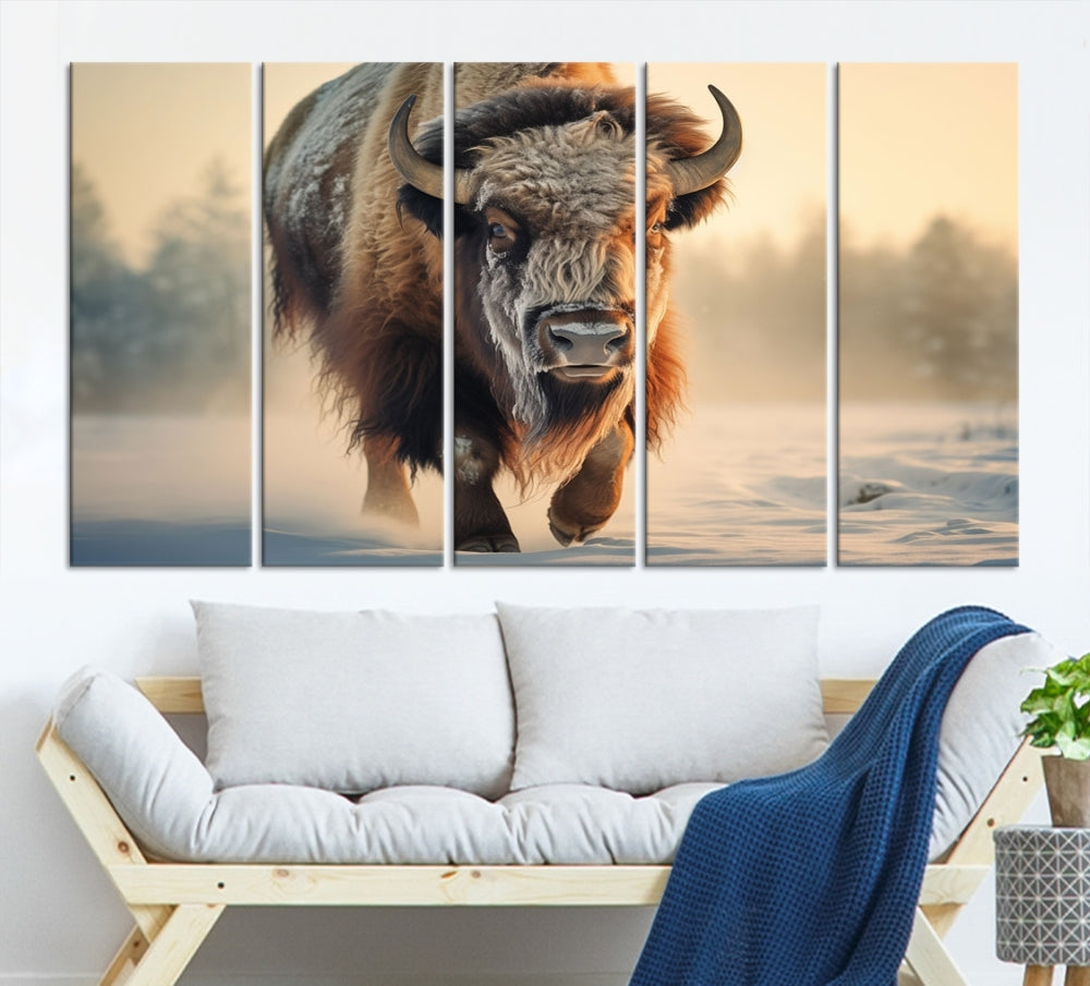 Georgous American Bison Printed on Canvas Wall Art Framed Living Room Decor