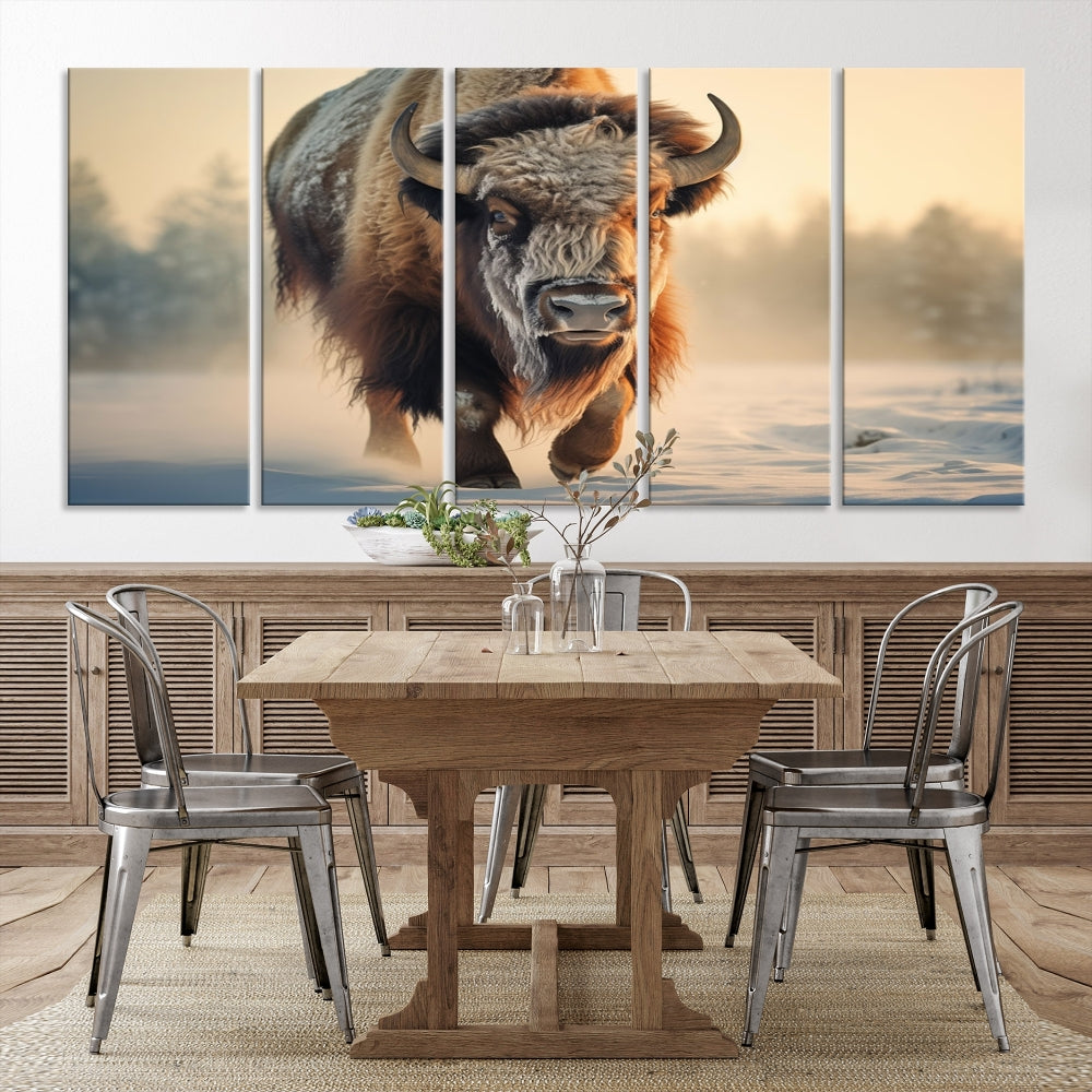 Georgous American Bison Printed on Canvas Wall Art Framed Living Room Decor