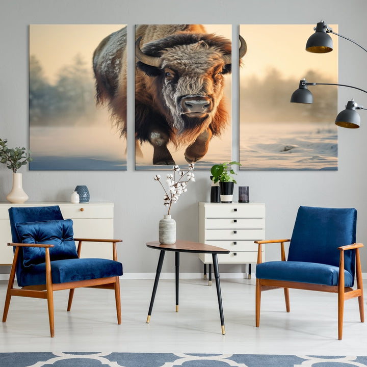 Georgous American Bison Printed on Canvas Wall Art Framed Living Room Decor