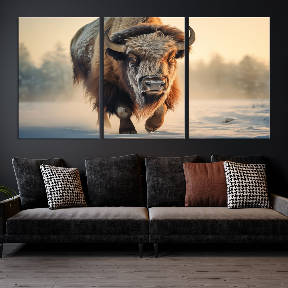 Georgous American Bison Printed on Canvas Wall Art Framed Living Room Decor