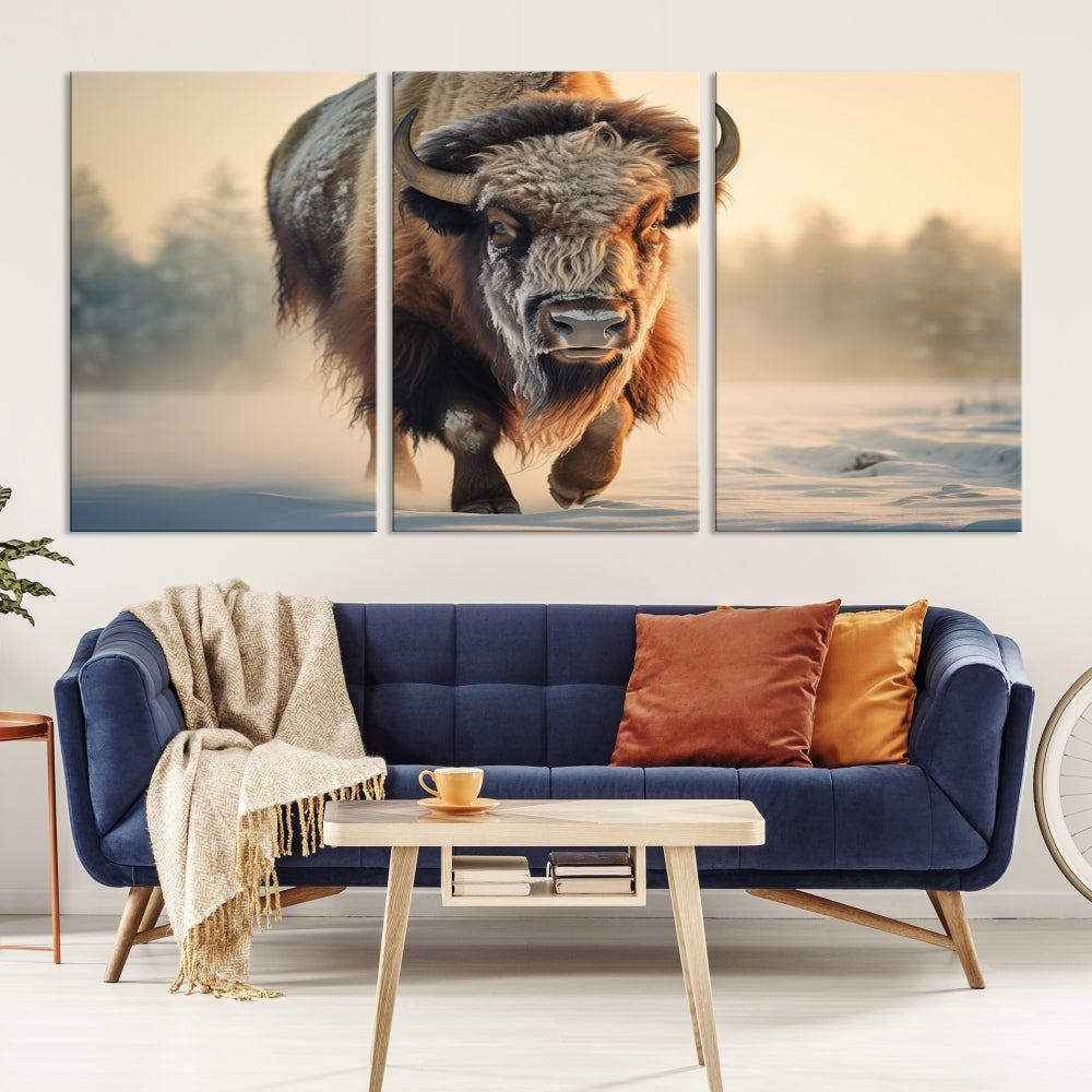 Georgous American Bison Printed on Canvas Wall Art Framed Living Room Decor