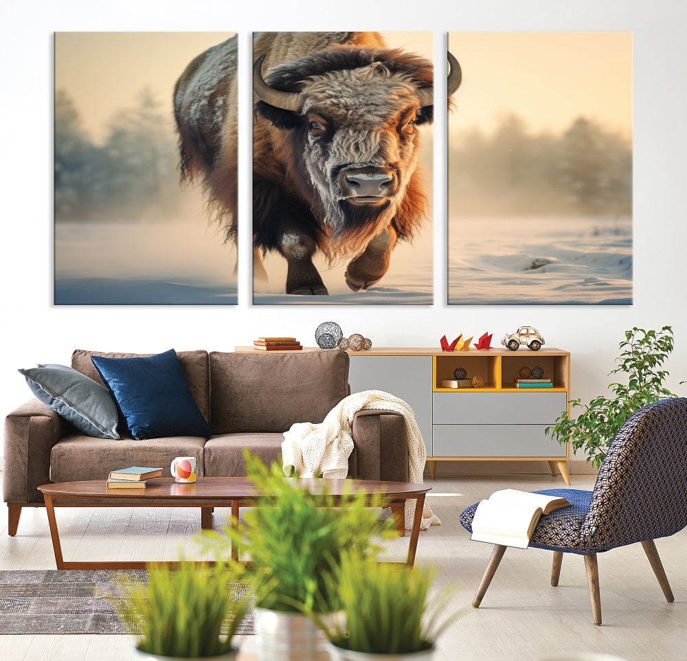 Georgous American Bison Printed on Canvas Wall Art Framed Living Room Decor