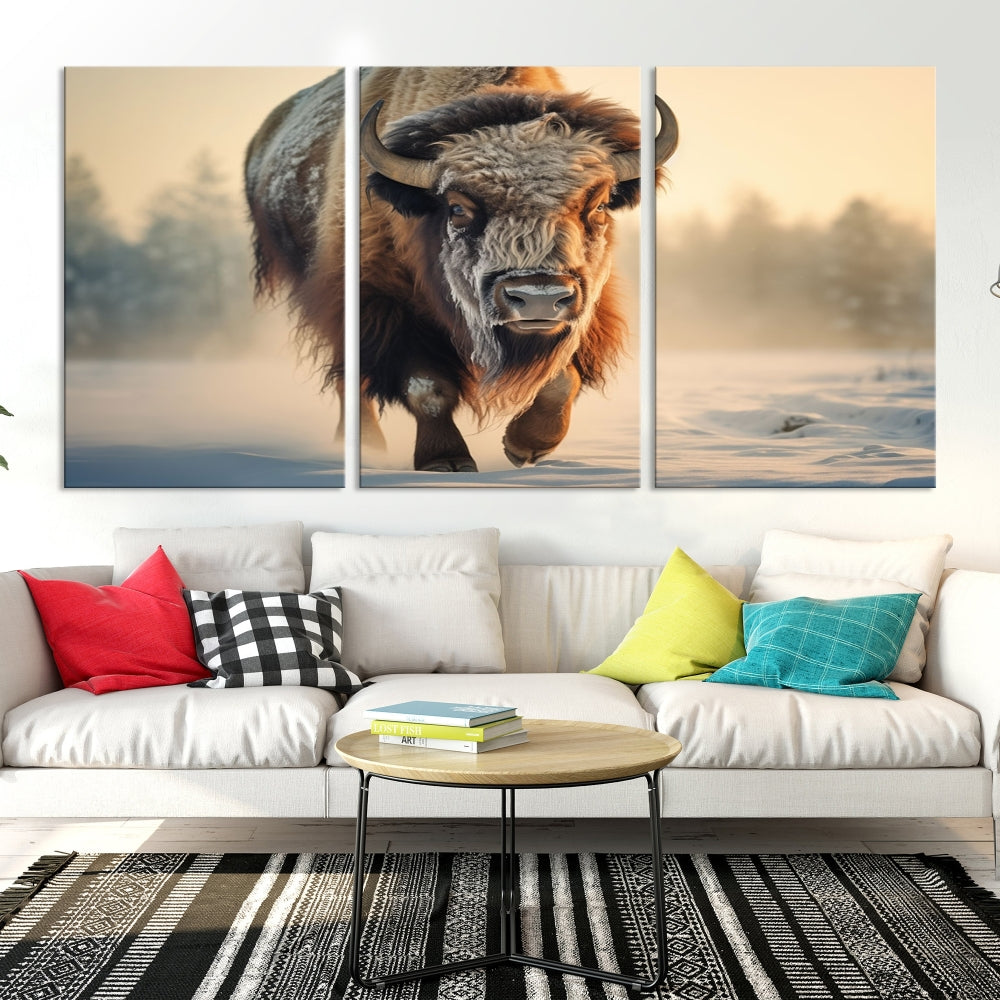 Georgous American Bison Printed on Canvas Wall Art Framed Living Room Decor