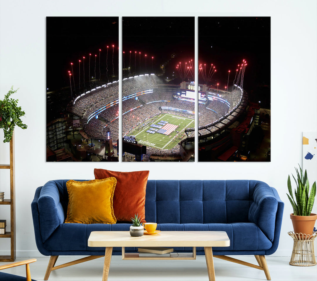 Gillette Stadium Wall Art Canvas Print NFL Football Stadium Wall Art Canvas Print, New England Patriots Wall Art Print, Football Lover Gifts