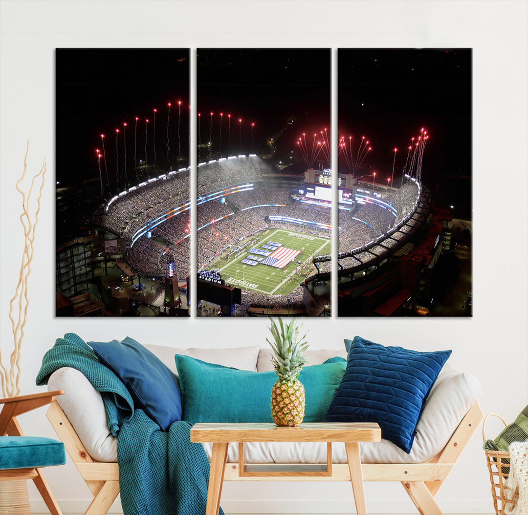 Gillette Stadium Wall Art Canvas Print NFL Football Stadium Wall Art Canvas Print, New England Patriots Wall Art Print, Football Lover Gifts