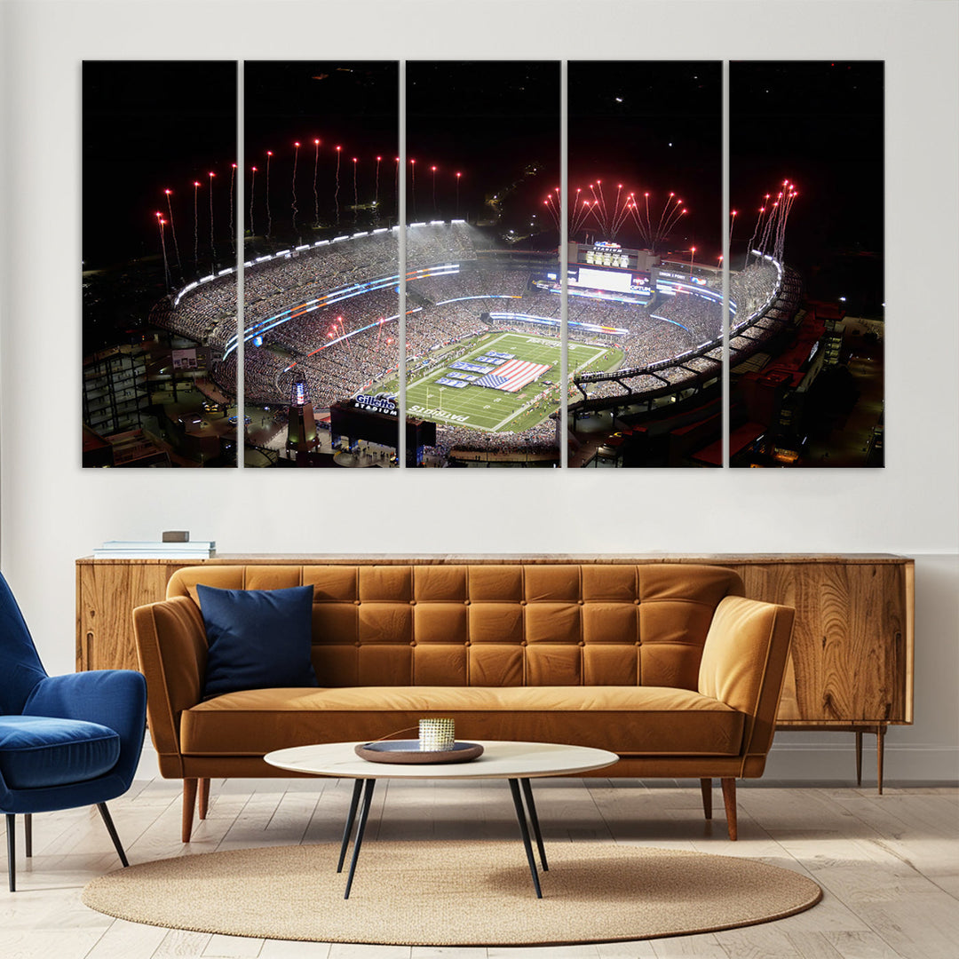 Gillette Stadium Wall Art Canvas Print NFL Football Stadium Wall Art Canvas Print, New England Patriots Wall Art Print, Football Lover Gifts