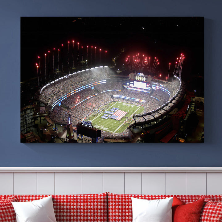 Gillette Stadium Wall Art Canvas Print NFL Football Stadium Wall Art Canvas Print, New England Patriots Wall Art Print, Football Lover Gifts