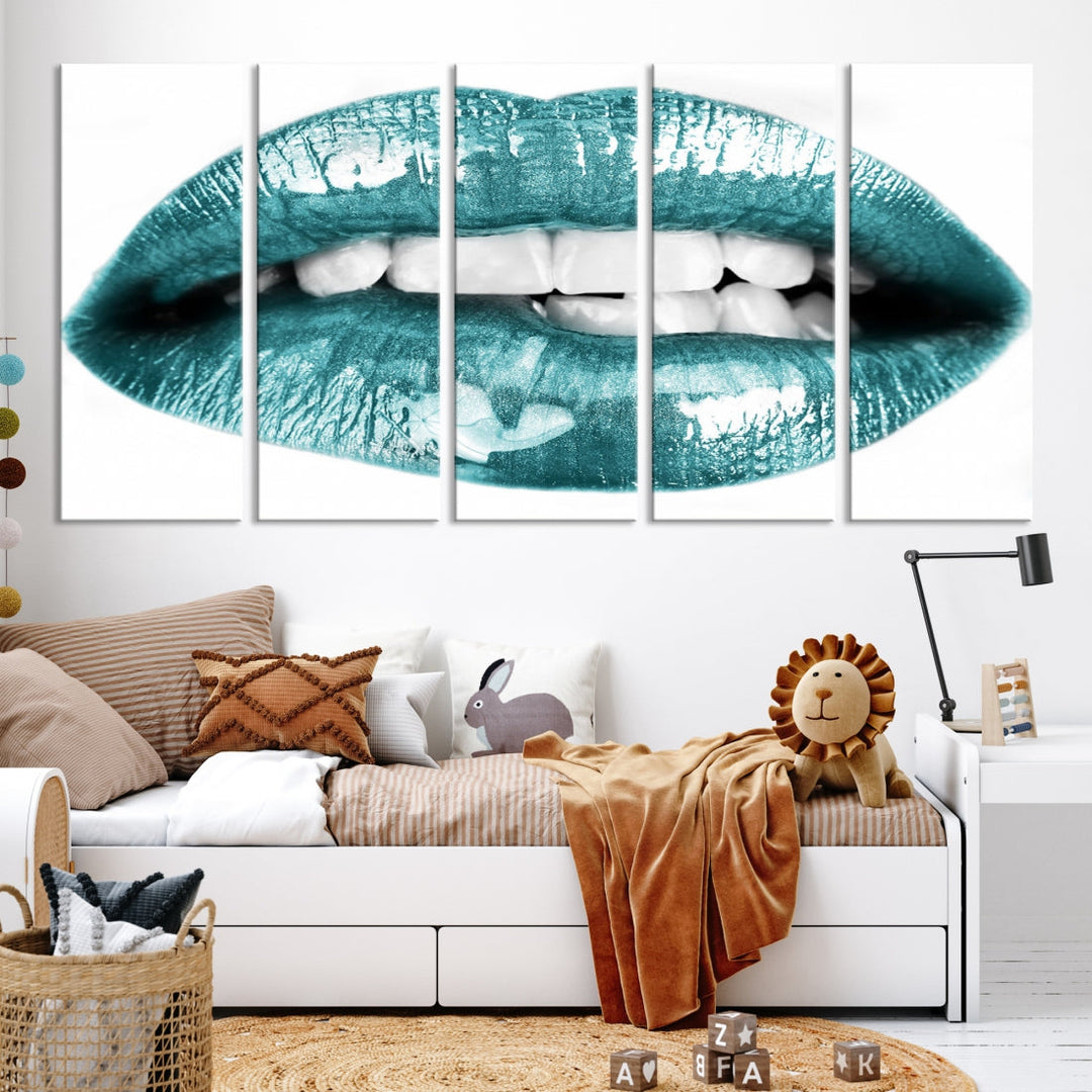 Glossy Lips Makeup Trendy Canvas Wall Art Print Fashion Beauty Large Wall Decor