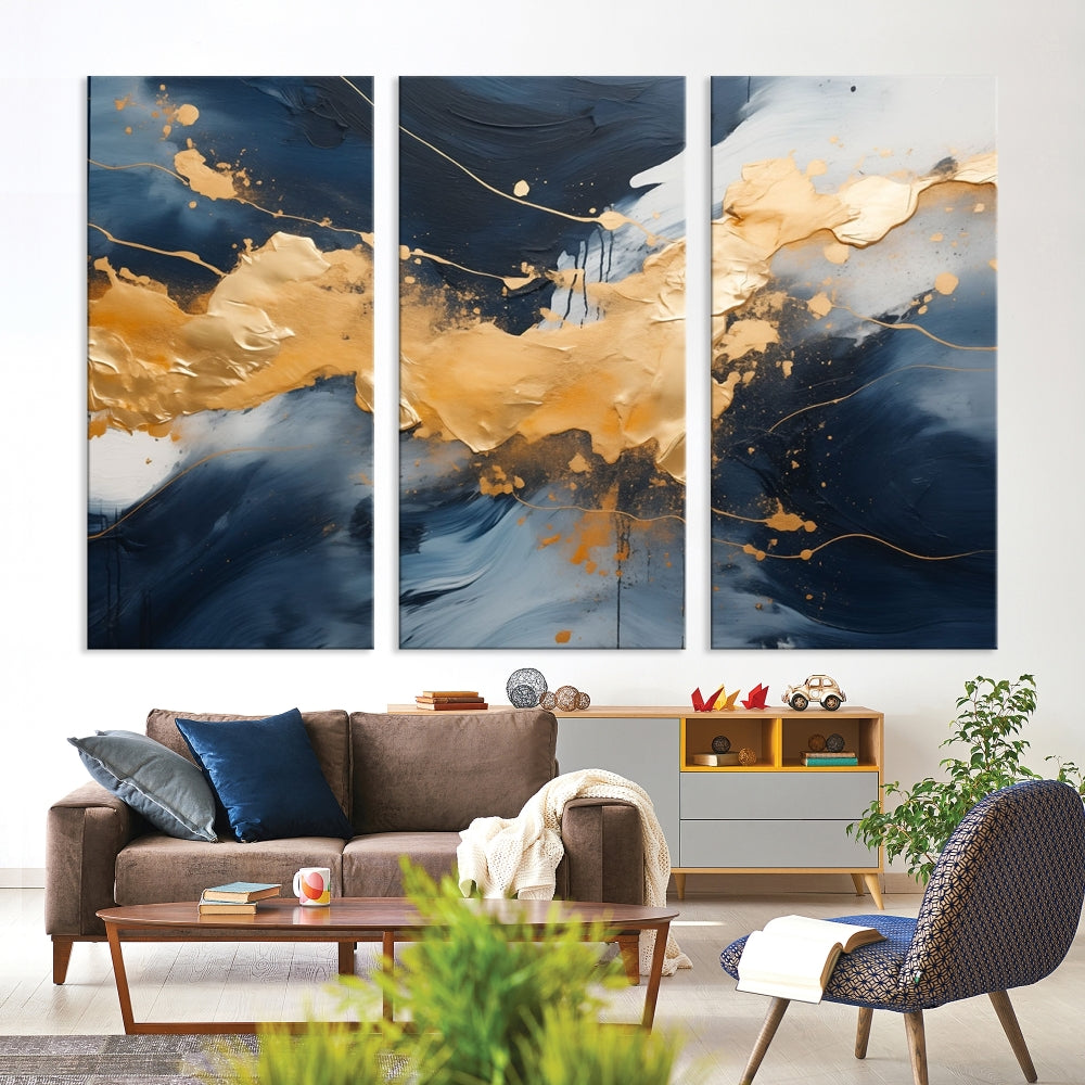 Gold Abstract Luxury Wall Art Canvas Print Minimalist Modern Home Office Decor Moving Gift