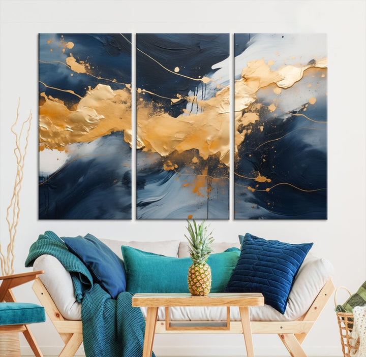 Gold Abstract Luxury Wall Art Canvas Print Minimalist Modern Home Office Decor Moving Gift