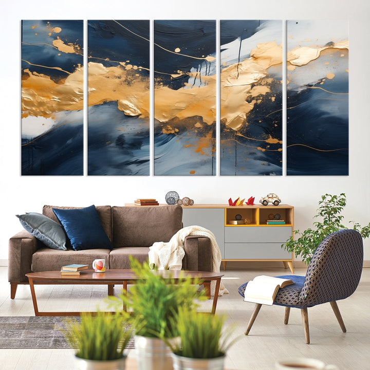 Gold Abstract Luxury Wall Art Canvas Print Minimalist Modern Home Office Decor Moving Gift