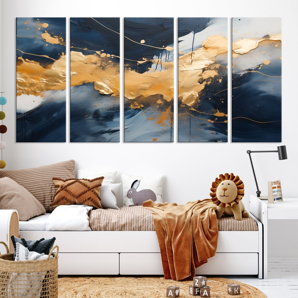 Gold Abstract Luxury Wall Art Canvas Print Minimalist Modern Home Office Decor Moving Gift