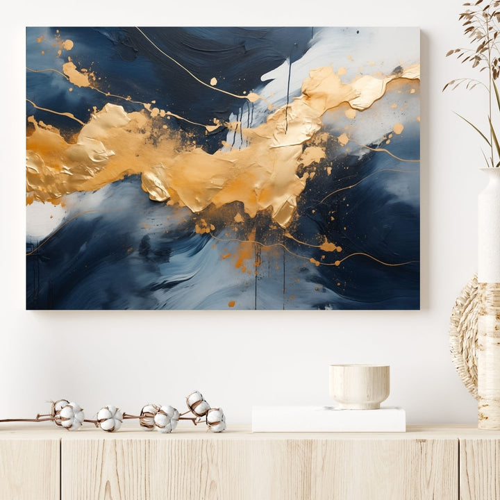 Gold Abstract Luxury Wall Art Canvas Print Minimalist Modern Home Office Decor Moving Gift