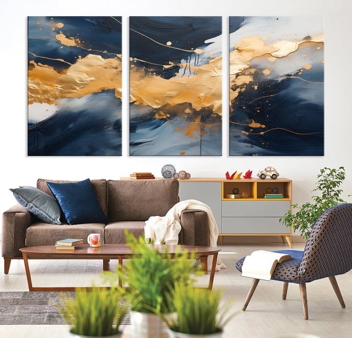 Gold Abstract Luxury Wall Art Canvas Print Minimalist Modern Home Office Decor Moving Gift