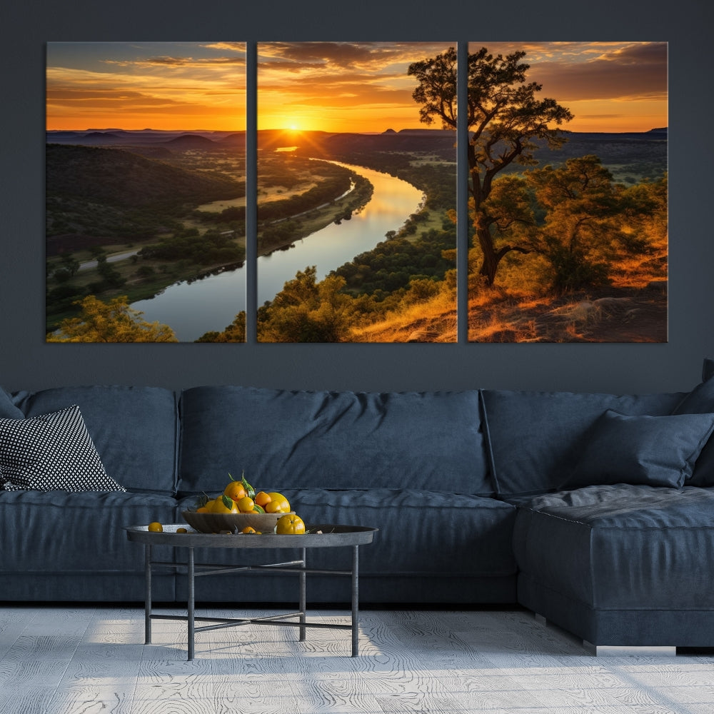 Large Sunset Print Set of Landscape Canvas Wall Art Nature Printed Art Home Decor