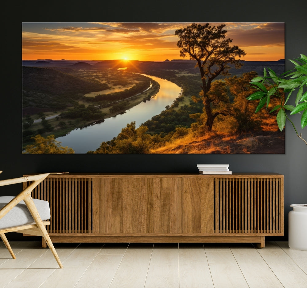 Large Sunset Print Set of Landscape Canvas Wall Art Nature Printed Art Home Decor