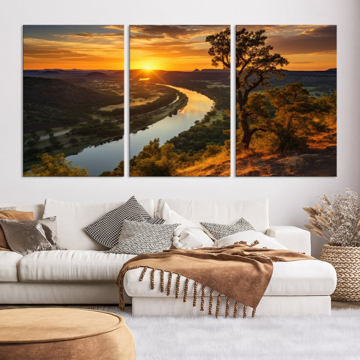 Large Sunset Print Set of Landscape Canvas Wall Art Nature Printed Art Home Decor