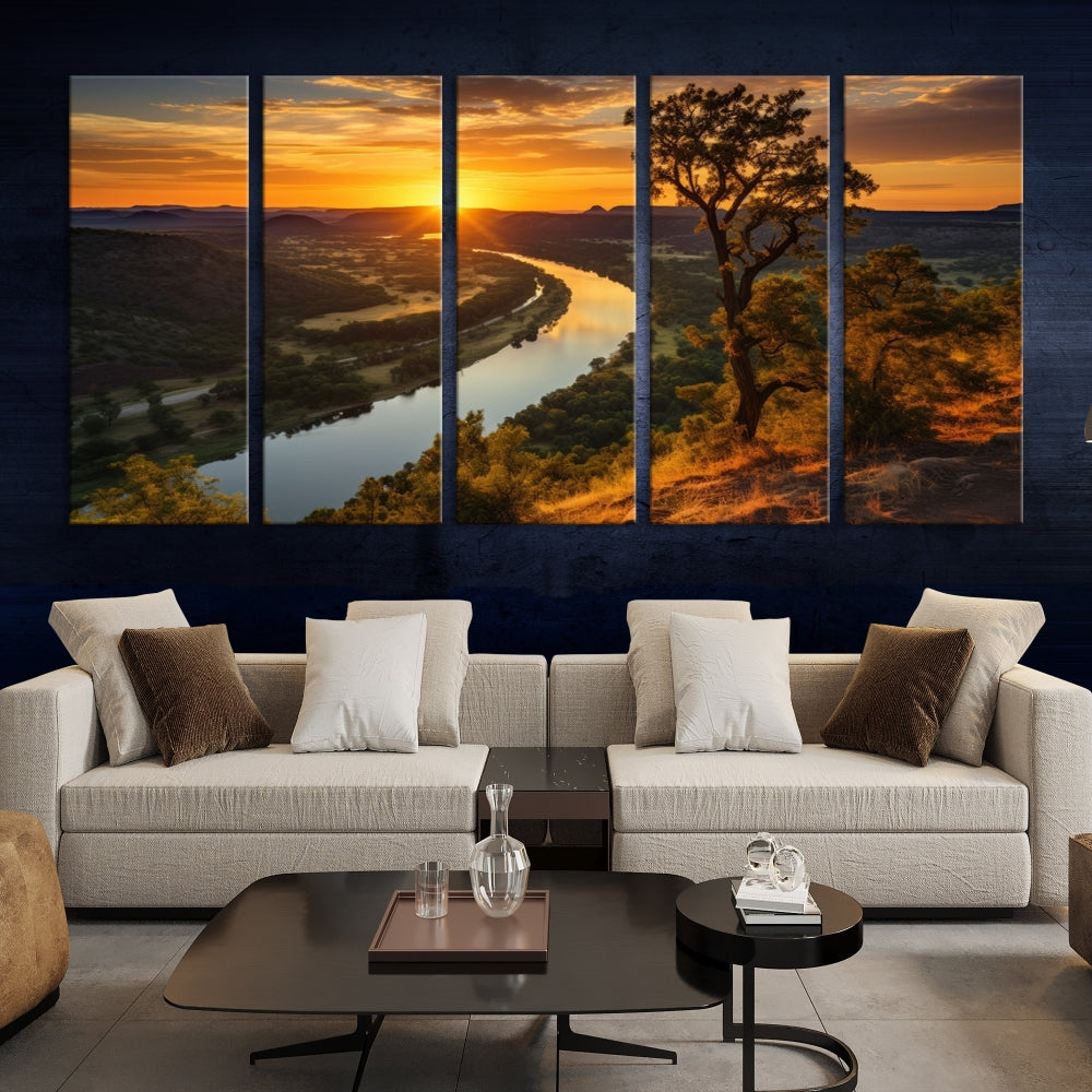 Large Sunset Print Set of Landscape Canvas Wall Art Nature Printed Art Home Decor