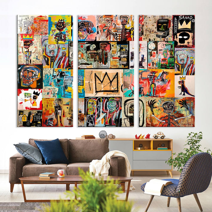 Graffiti Jean-Michel Basquiat Arts of Collage Abstract Wall Art Canvas Print