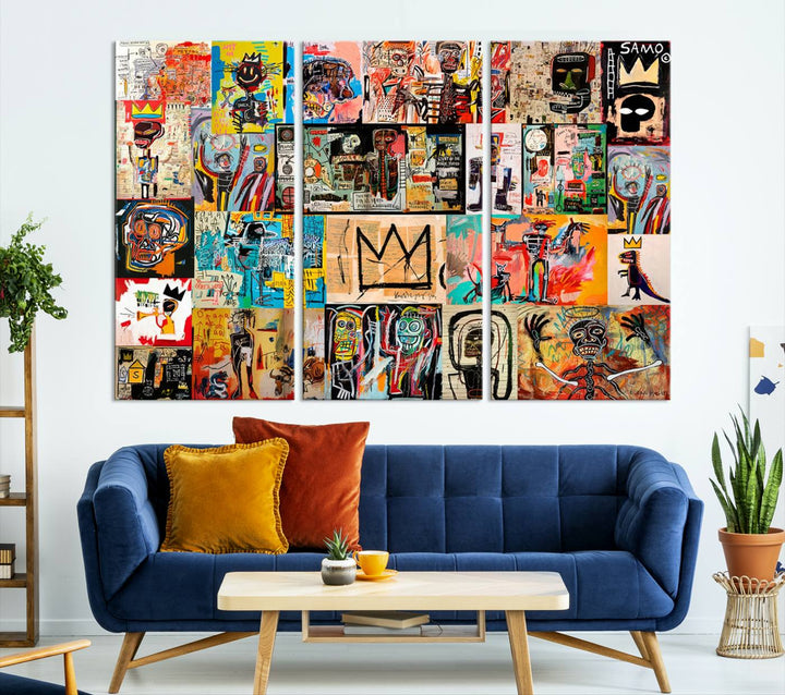 Graffiti Jean-Michel Basquiat Arts of Collage Abstract Wall Art Canvas Print