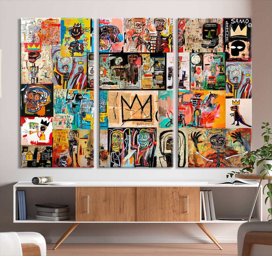 Graffiti Jean-Michel Basquiat Arts of Collage Abstract Wall Art Canvas Print