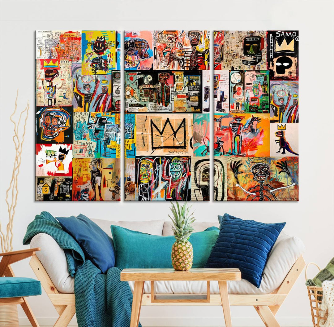 Graffiti Jean-Michel Basquiat Arts of Collage Abstract Wall Art Canvas Print