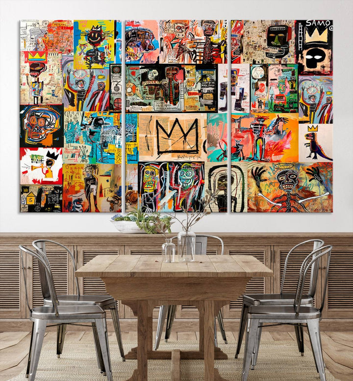 Graffiti Jean-Michel Basquiat Arts of Collage Abstract Wall Art Canvas Print