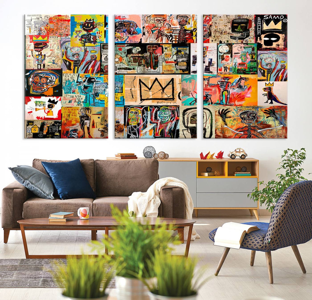 Graffiti Jean-Michel Basquiat Arts of Collage Abstract Wall Art Canvas Print