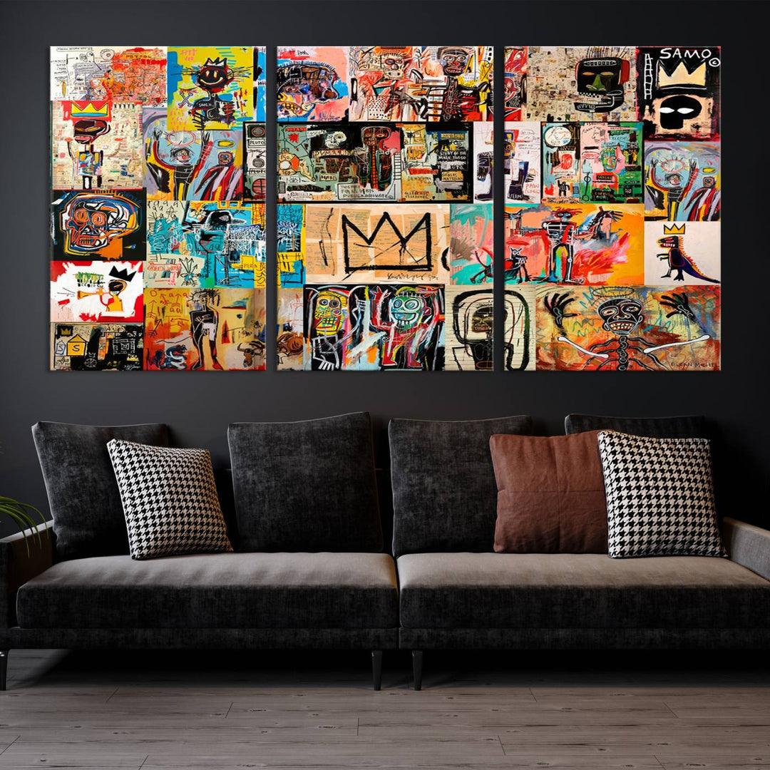 Graffiti Jean-Michel Basquiat Arts of Collage Abstract Wall Art Canvas Print