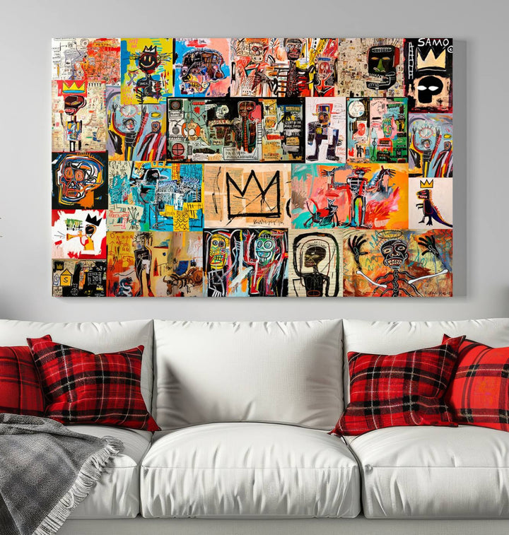 Graffiti Jean-Michel Basquiat Arts of Collage Abstract Wall Art Canvas Print