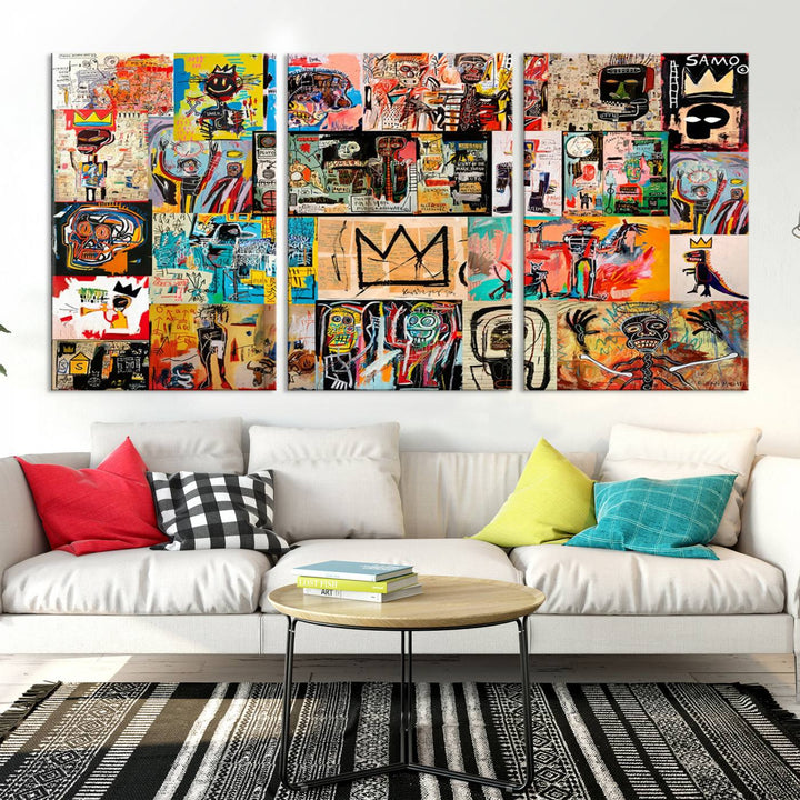 Graffiti Jean-Michel Basquiat Arts of Collage Abstract Wall Art Canvas Print