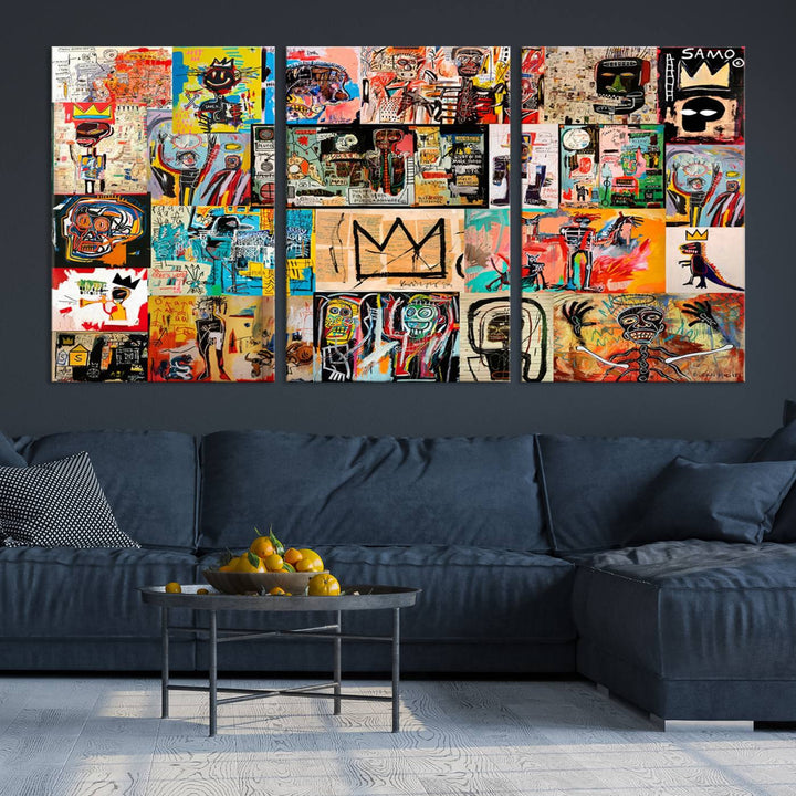 Graffiti Jean-Michel Basquiat Arts of Collage Abstract Wall Art Canvas Print