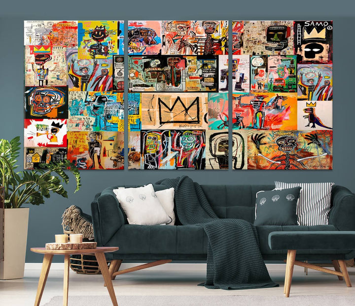 Graffiti Jean-Michel Basquiat Arts of Collage Abstract Wall Art Canvas Print