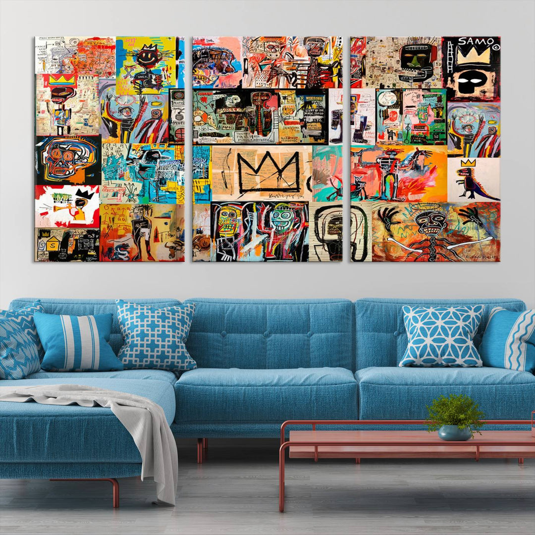 Graffiti Jean-Michel Basquiat Arts of Collage Abstract Wall Art Canvas Print