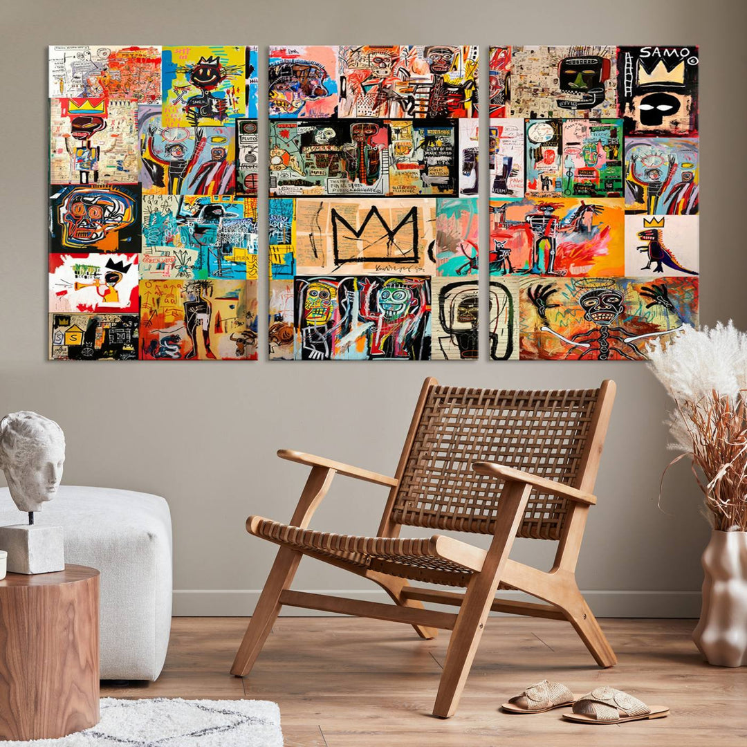 Graffiti Jean-Michel Basquiat Arts of Collage Abstract Wall Art Canvas Print