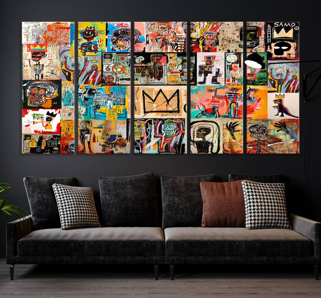 Graffiti Jean-Michel Basquiat Arts of Collage Abstract Wall Art Canvas Print