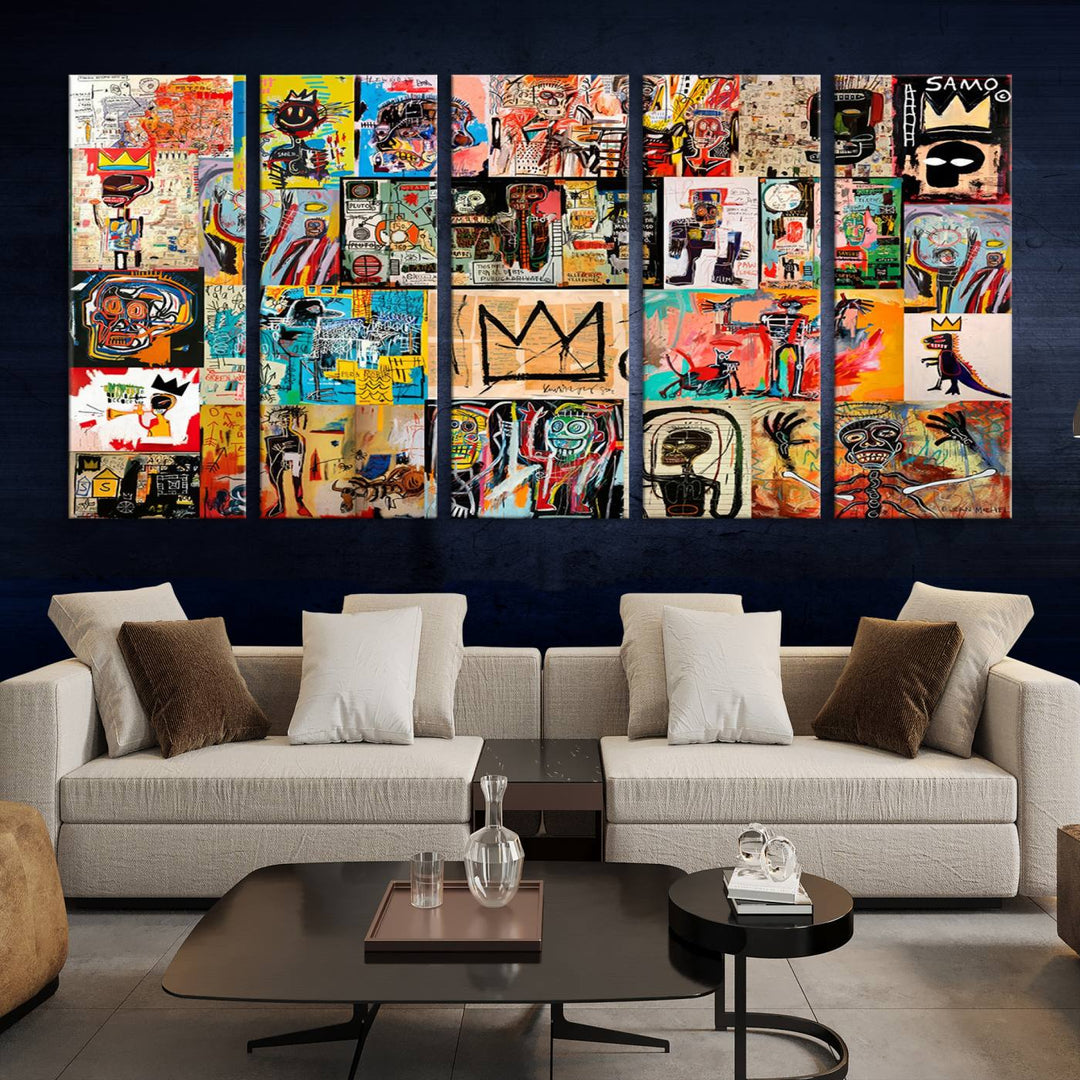 Graffiti Jean-Michel Basquiat Arts of Collage Abstract Wall Art Canvas Print