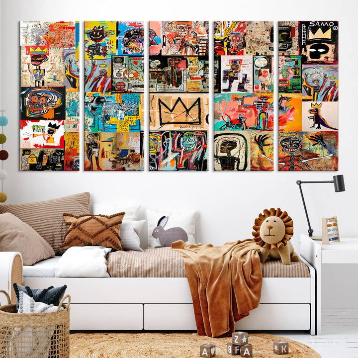 Graffiti Jean-Michel Basquiat Arts of Collage Abstract Wall Art Canvas Print