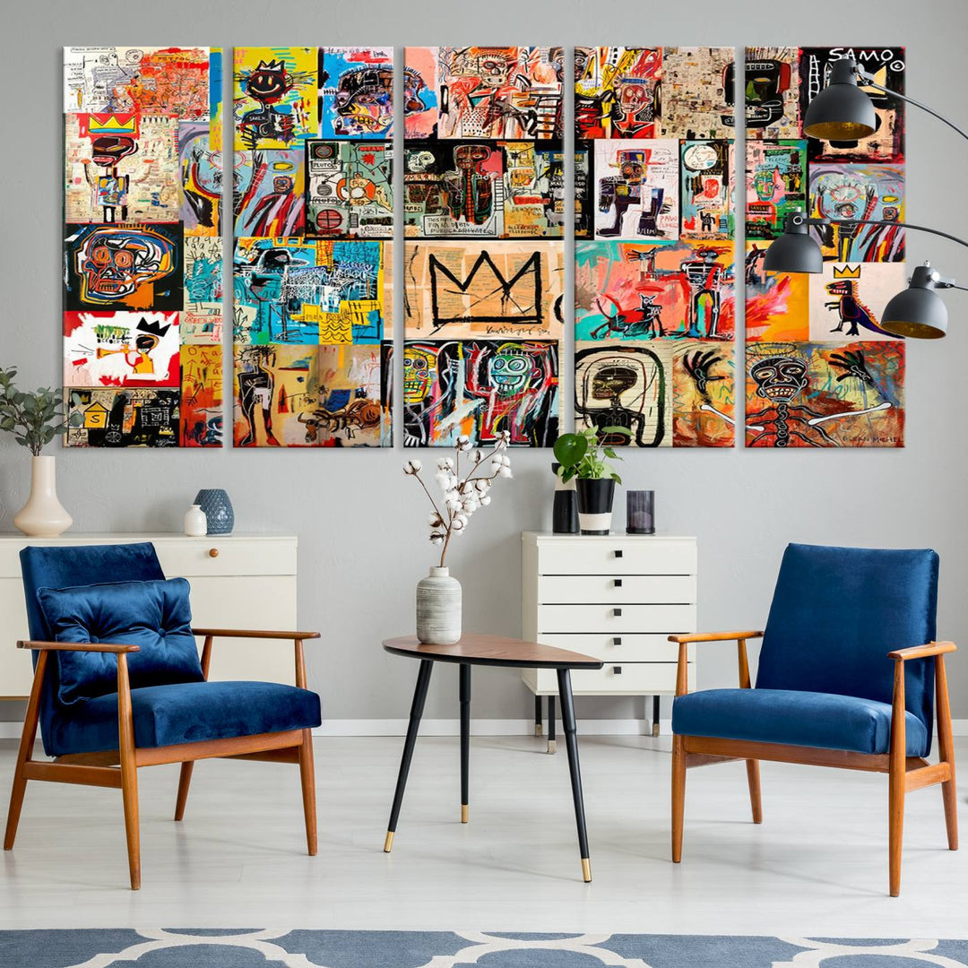 Graffiti Jean-Michel Basquiat Arts of Collage Abstract Wall Art Canvas Print