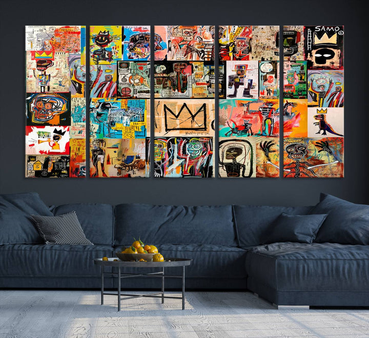 Graffiti Jean-Michel Basquiat Arts of Collage Abstract Wall Art Canvas Print