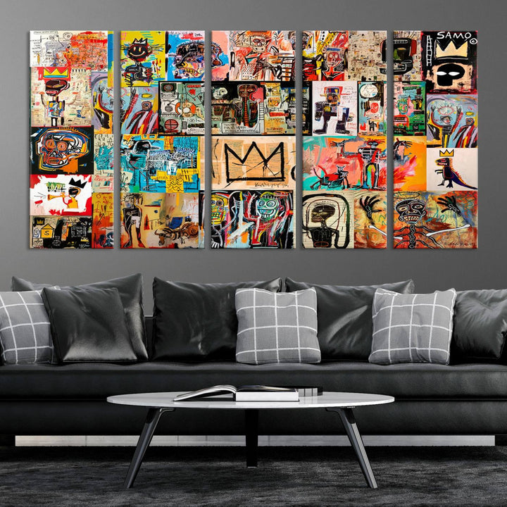 Graffiti Jean-Michel Basquiat Arts of Collage Abstract Wall Art Canvas Print