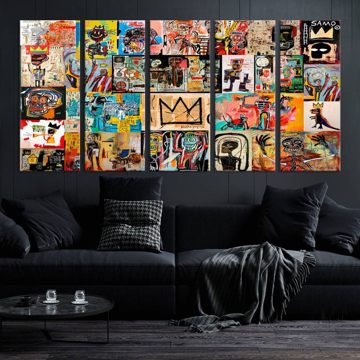 Graffiti Jean-Michel Basquiat Arts of Collage Abstract Wall Art Canvas Print